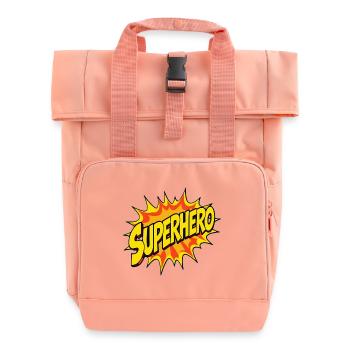 Superhelden-Design im Comic-Stil - Rolltop Rucksack mit zwei Griffen - Chintzrosa - Vorne