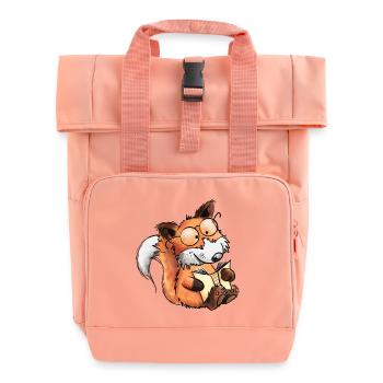 Sly Books Fox I Read I Comic Animals - Roll Top Backpack with Two Handles - chintz rose - Front