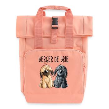 Zwei Berger de Brie - Briard - Comic - Geschenk - Rolltop Rucksack mit zwei Griffen - Chintzrosa - Vorne
