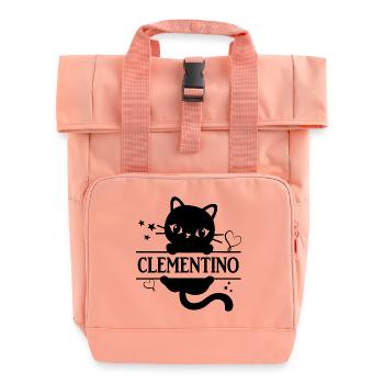 t-shirt Clementino cat t-shirt cat Katze gato - Roll Top Backpack with Two Handles - chintz rose - Front