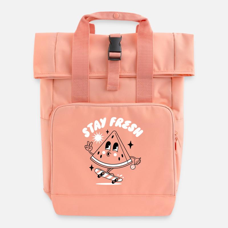 Visage enjoué avec message « Stay Fresh » - Sac à dos Roll Top à deux anses - rose liberty