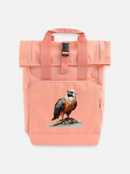 Farbenreicher Adler sitzend - Rolltop Rucksack mit zwei Griffen - Chintzrosa