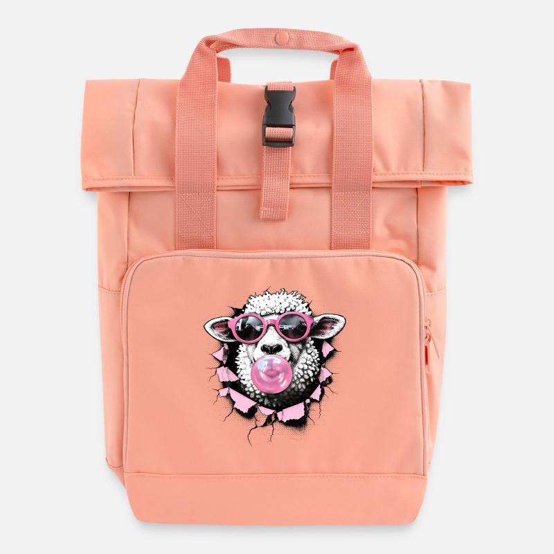 Cooles Schaf – Sommer Halftone Digitale Kunst - Rolltop Rucksack mit zwei Griffen - Chintzrosa