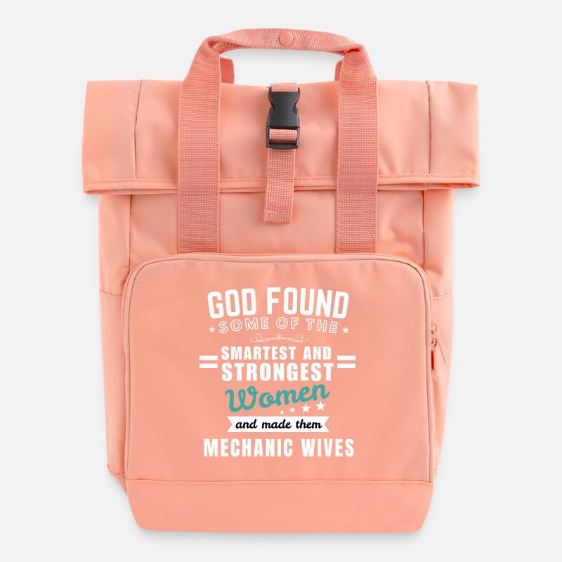 Mechaniker-Ehefrau – Stolze Ehefrau eines Mechanikers - Rolltop Rucksack mit zwei Griffen - Chintzrosa