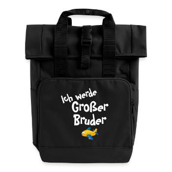 Ich werde Großer Bruder Flugzeug - Rolltop Rucksack mit zwei Griffen - Schwarz - Vorne
