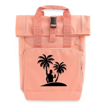Vacationer Party Palm Trees - Roll Top Backpack with Two Handles - chintz rose - Front