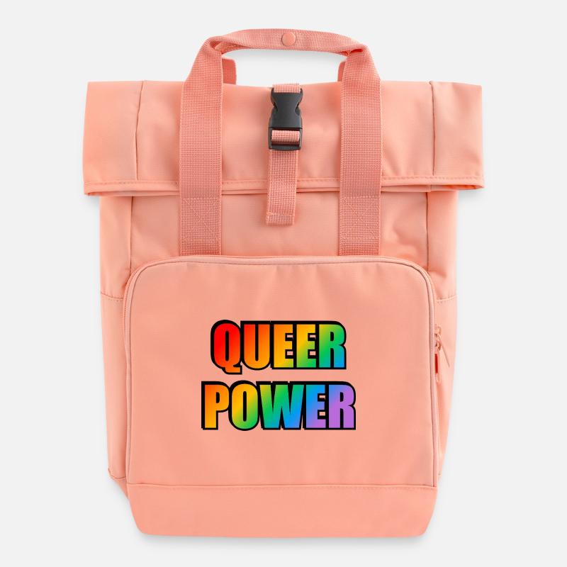 Queer Power Texte arc-en-ciel - Sac à dos Roll Top à deux anses - rose liberty