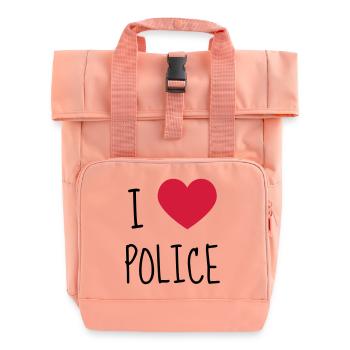 Polizei / Polizist / Police / Sicherheit - Rolltop Rucksack mit zwei Griffen - Chintzrosa - Vorne