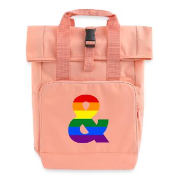 Pride Rainbow Ampersand - Roll Top Backpack with Two Handles - chintz rose - Front