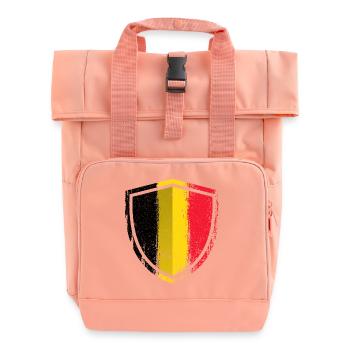 German Flag Shield Emblem - Roll Top Backpack with Two Handles - chintz rose - Front