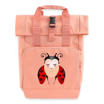 The ladybird symbol for spring & happiness - Roll Top Backpack with Two Handles - chintz rose - Front
