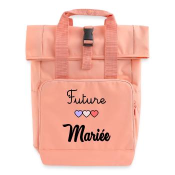 ZUKÜNFTIGE BRAUT. Junggesellinnenabschied - Rolltop Rucksack mit zwei Griffen - Chintzrosa - Vorne