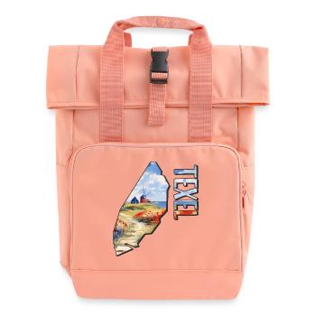 Aquarell Landkarte Texel - Rolltop Rucksack mit zwei Griffen - Chintzrosa - Vorne
