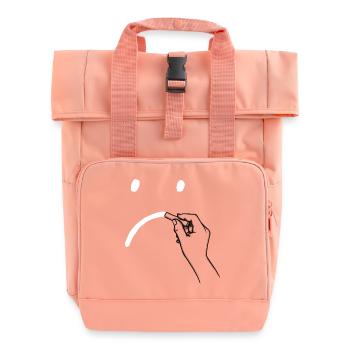 Trauriges Gesicht - Rolltop Rucksack mit zwei Griffen - Chintzrosa - Vorne