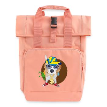 Cool Hip-Hop Beagle with Sunglasses & Style - Roll Top Backpack with Two Handles - chintz rose - Front