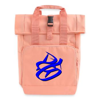 Dynamic Blue Graffiti Design - Roll Top Backpack with Two Handles - chintz rose - Front