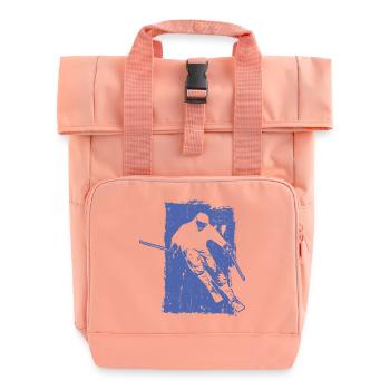 Skifahrer Winter Sport Grunge Design - Rolltop Rucksack mit zwei Griffen - Chintzrosa - Vorne