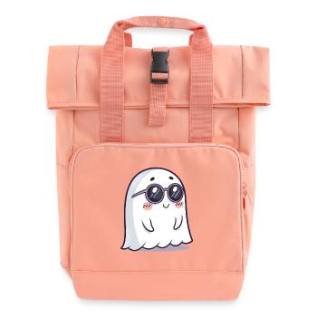 Ghost Chic Schwarze Cartoon-Brille - Rolltop Rucksack mit zwei Griffen - Chintzrosa - Vorne