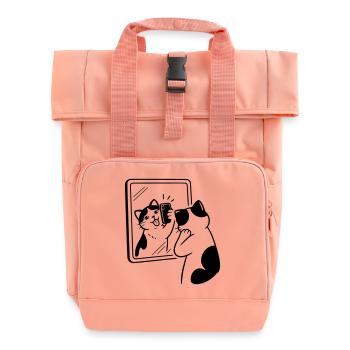 Katze Spiegel Selfie - Rolltop Rucksack mit zwei Griffen - Chintzrosa - Vorne