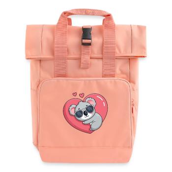 Koala-Ruhebrille mit rosa Herz - Rolltop Rucksack mit zwei Griffen - Chintzrosa - Vorne