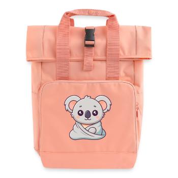 Cuddly Koala in Pastel Wrap - Roll Top Backpack with Two Handles - chintz rose - Front