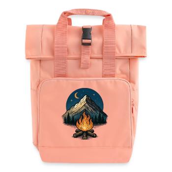 Mountain Moon Campfire Night - Roll Top Backpack with Two Handles - chintz rose - Front