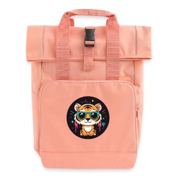 Tiger Neon Turquoise Glasses - Roll Top Backpack with Two Handles - chintz rose - Front