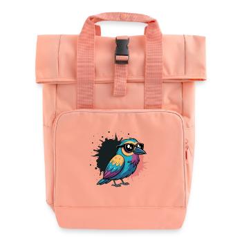Farbenfroher Vogel-Cartoon mit Brille - Rolltop Rucksack mit zwei Griffen - Chintzrosa - Vorne