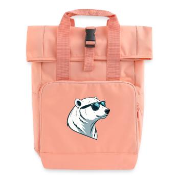 Polar bear in glasses - Roll Top Backpack with Two Handles - chintz rose - Front