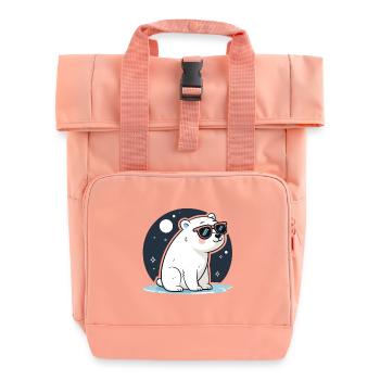 Red Polar Bear Cosmic Glasses - Roll Top Backpack with Two Handles - chintz rose - Front