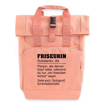 Friseurin Definition - Geschenk Haarstylistin - Rolltop Rucksack mit zwei Griffen - Chintzrosa - Vorne