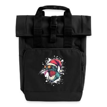 Colibri Oiseau Noël Drôle - Sac à dos Roll Top à deux anses - noir - Devant