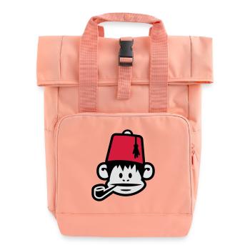 monkey fez ape primat affe pipe smoker - Rolltop Rucksack mit zwei Griffen - Chintzrosa - Vorne