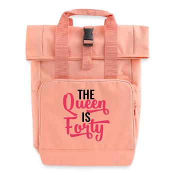 40. Geburtstag: The Queen Is Forty - Rolltop Rucksack mit zwei Griffen - Chintzrosa - Vorne