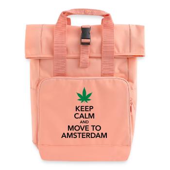 keep calm move to Amsterdam Holland Cannabis Weed - Rolltop Rucksack mit zwei Griffen - Chintzrosa - Vorne