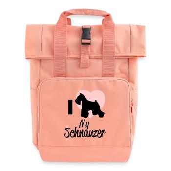 I love my schnauzer! - Roll Top Backpack with Two Handles - chintz rose - Front