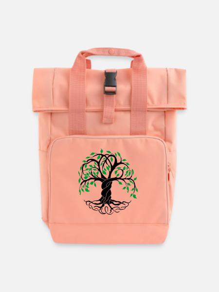 Yggdrasil der Baum des Lebens - Rolltop Rucksack mit zwei Griffen - Chintzrosa
