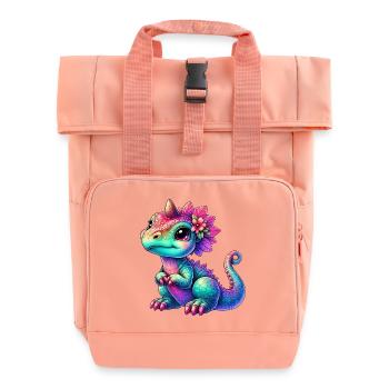 Dinosaurier - Rolltop Rucksack mit zwei Griffen - Chintzrosa - Vorne