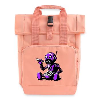 Martian Extraterrestrial Alien Robot - Roll Top Backpack with Two Handles - chintz rose - Front