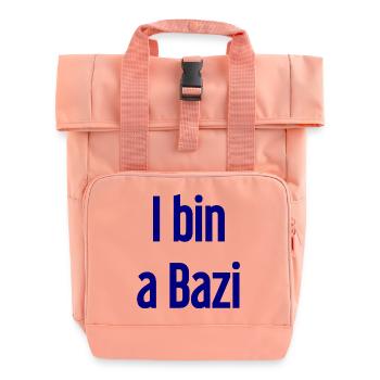 I bin a Bazi – Bayerischer Spruch mit Humor - Rolltop Rucksack mit zwei Griffen - Chintzrosa - Vorne
