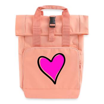 Bright Pink Heart Motif - Roll Top Backpack with Two Handles - chintz rose - Front
