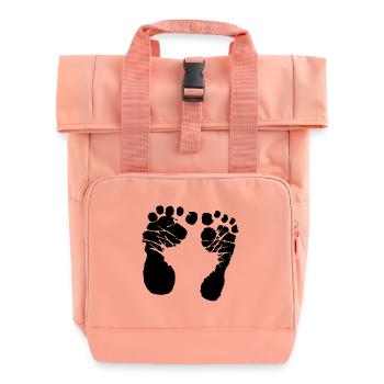 Baby-Fußabdruck – Erste Schritte fürs Herz - Rolltop Rucksack mit zwei Griffen - Chintzrosa - Vorne