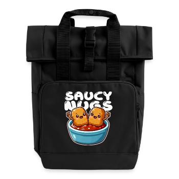 Nuggets Sauce Freude Karikatur - Rolltop Rucksack mit zwei Griffen - Schwarz - Vorne