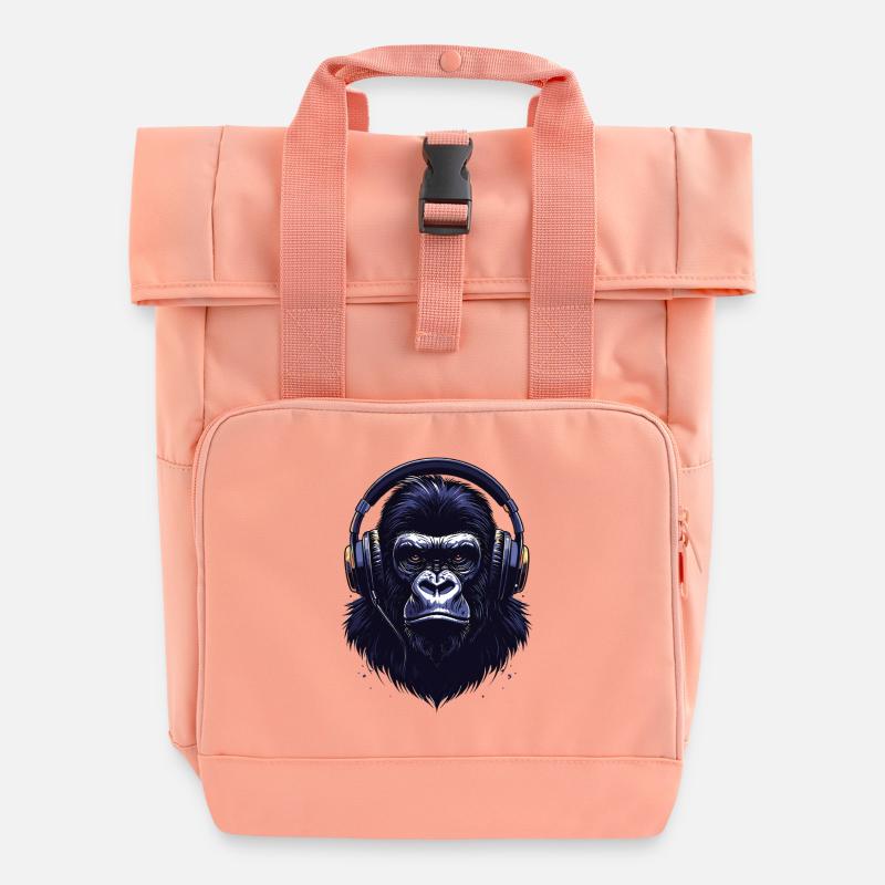 Gorille avec casque - Cool Music Design - Sac à dos Roll Top à deux anses - rose liberty