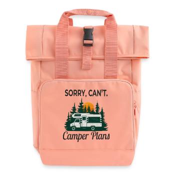 Sorry, Can't. Camper Plans – Retro Camping Design - Roll Top Backpack with Two Handles - chintz rose - Front