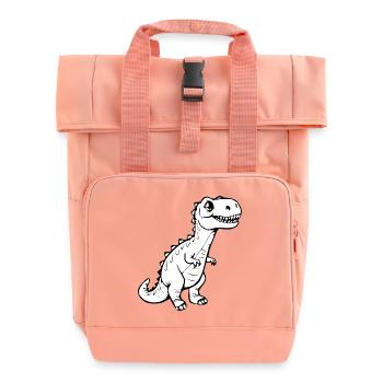 niedlicher Dinosaurier - Rolltop Rucksack mit zwei Griffen - Chintzrosa - Vorne