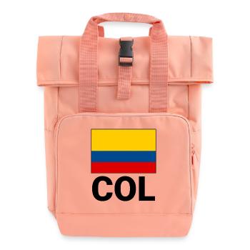 Colombia flag tricolor with abbreviation COL - Roll Top Backpack with Two Handles - chintz rose - Front