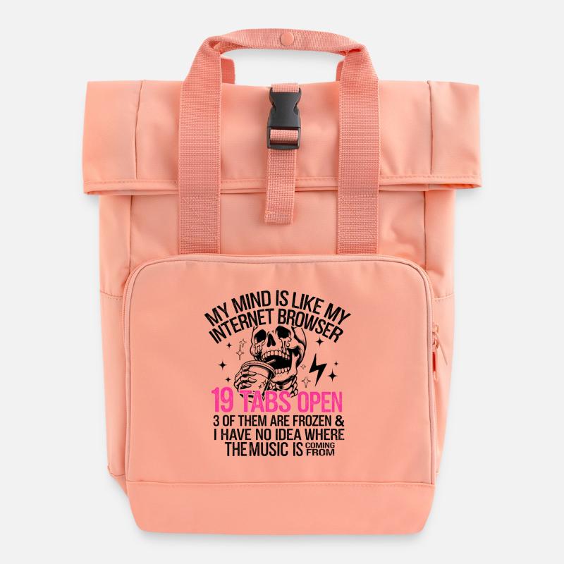 My Mind is Like My Internet Browser - Roll Top Backpack with Two Handles - chintz rose