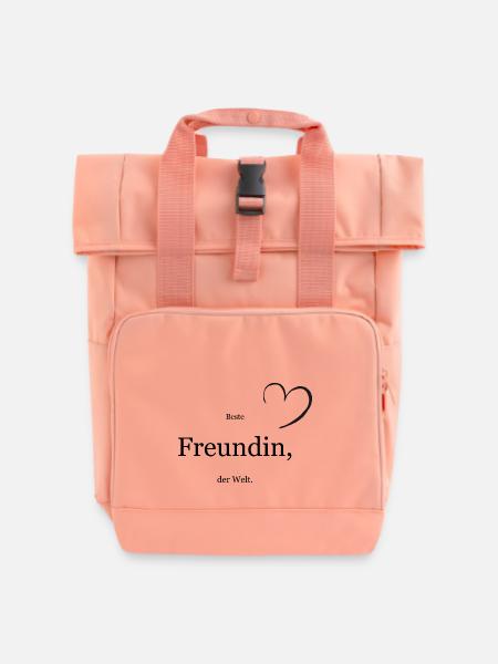 Beste Freundin - Rolltop Rucksack mit zwei Griffen - Chintzrosa