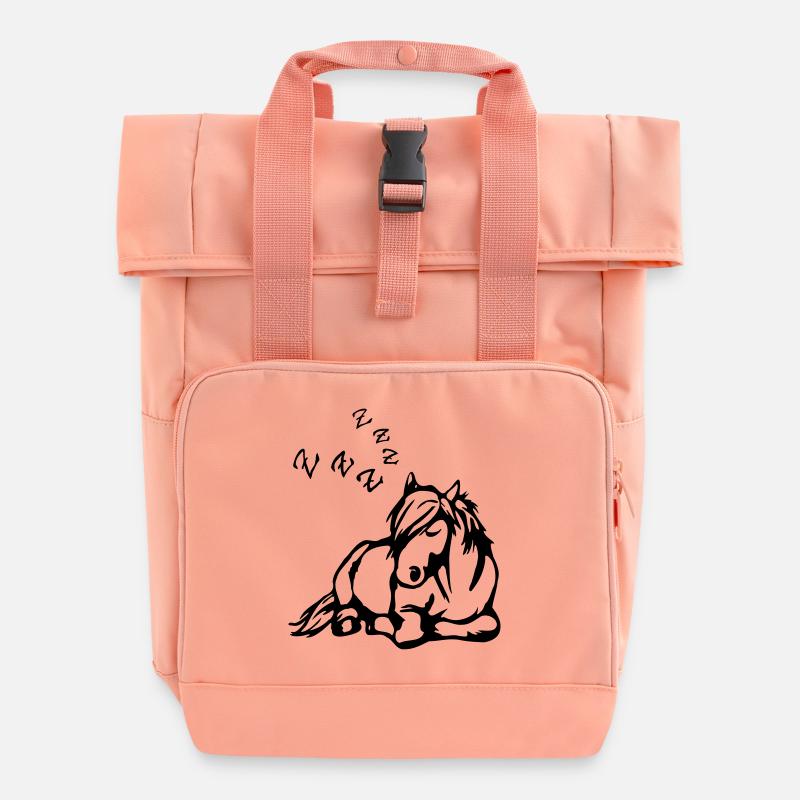 ZZZ Schlafendes Pferd - Rolltop Rucksack mit zwei Griffen - Chintzrosa